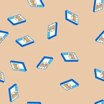 Technical illustrations isometric icon seamless pattern Stock Illustration