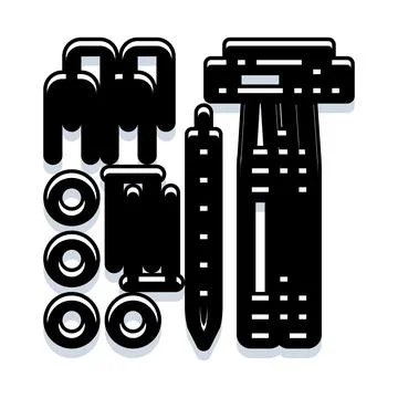 Technical industrial hardware parts set flat design イラスト素材