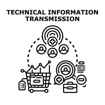 Technical information transmission and data sharing concept Illustrazione stock
