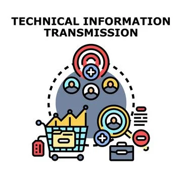 Technical information transmission and data sharing concept Stock Illustration