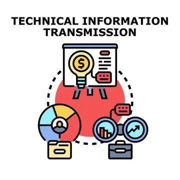 Technical information transmission process and data analysis Stock Illustration