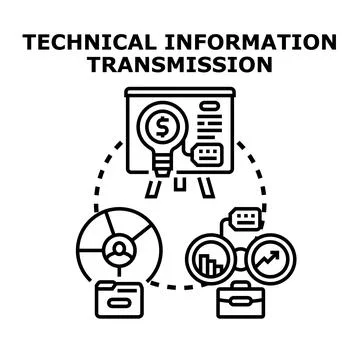Technical information transmission process and data analysis Stock Illustration