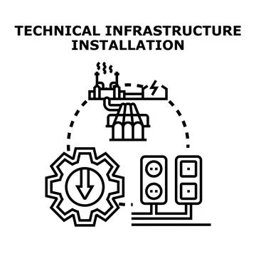 Technical infrastructure installation processes and industrial development 库存插图