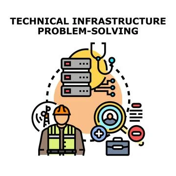 Technical infrastructure problem solving and system maintenance concept 스톡 일러스트