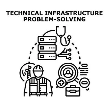 Technical infrastructure problem solving and system maintenance concept 库存插图