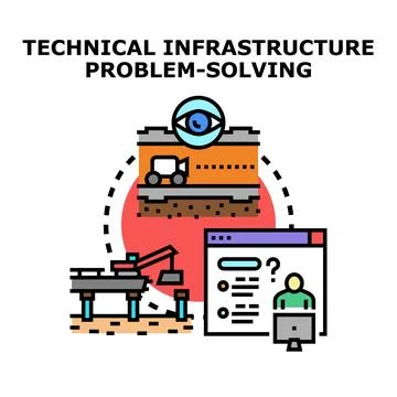Technical infrastructure problem solving and engineering development Stock Illustration