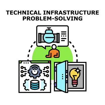 Technical infrastructure problem solving concept vector Stock Illustration
