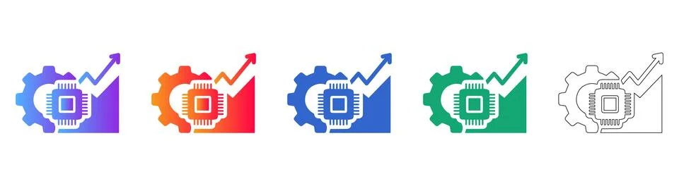 Technical Innovation and Process Growth Icons イラスト素材