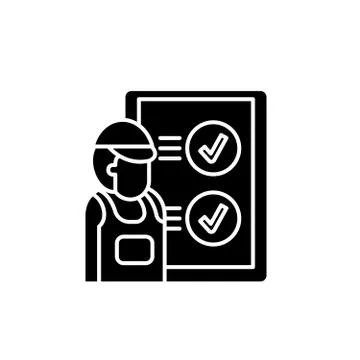 Technical inspection black icon, vector sign on isolated background. Technical Stock Illustration