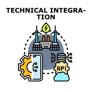 Technical integration process connecting energy and digital technologies イラスト素材