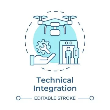 Technical integration soft blue concept icon Stock Illustration