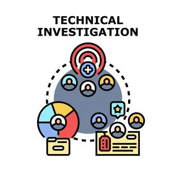 Technical investigation of data and user analysis process Stock Illustration