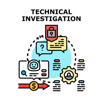 Technical investigation process analyzing security data Stockillustratie