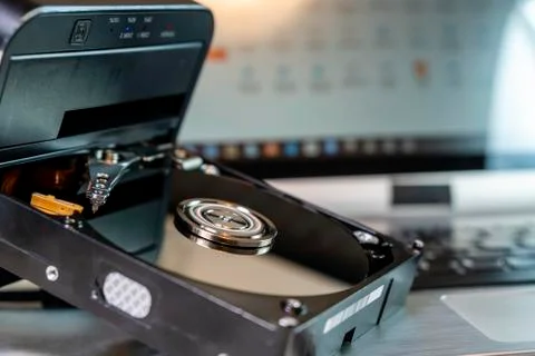 Technical laboratory for hard disk repair. Stock Photos