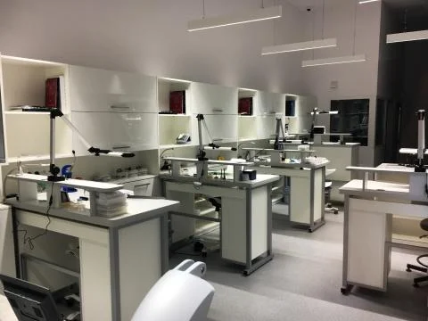 Technical laboratory with tables Stock Photos
