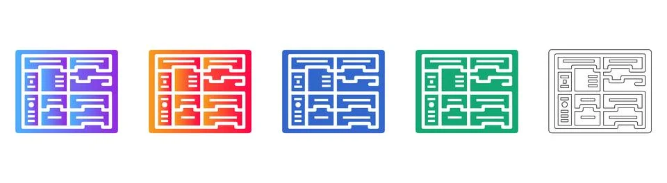 Technical Layout and Document Grid Icons 스톡 일러스트