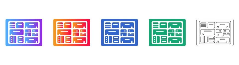 Technical Layout and Document Grid Icons 스톡 일러스트