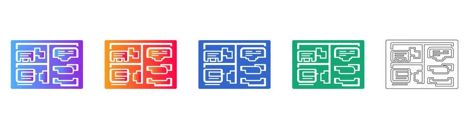 Technical Layout and Document Grid Icons Stock Illustration
