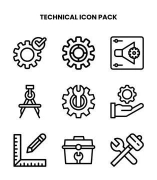 Technical Line Bundle Icons Pack Stock Illustration
