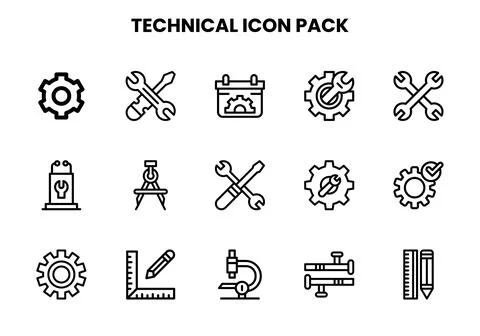 Technical Line Bundle Icons Pack Illustrazione stock