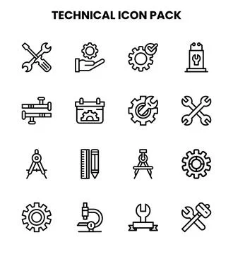Technical Line Graphics Icons Pack 스톡 일러스트