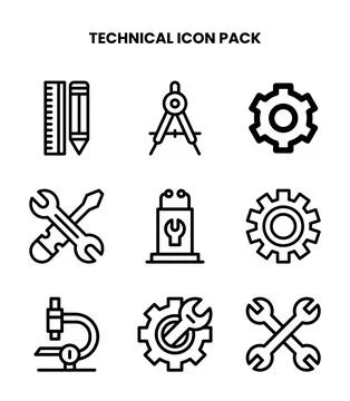 Technical Line Set Icons Pack Stockillustratie