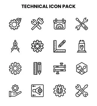 Technical Line SVG Icons Pack Stockillustratie