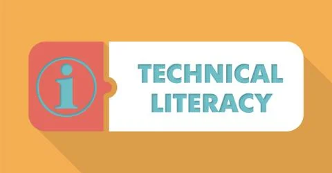 Technical Literacy on Blue Background in Flat Design. Stock Illustration