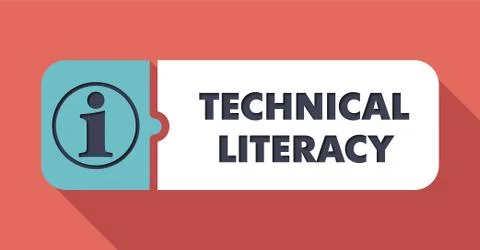Technical Literacy on Scarlet in Flat Design. Stock Illustration