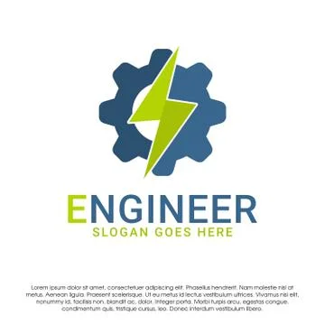 Technical logo icon design concept template. Gear with power symbol vector 스톡 일러스트