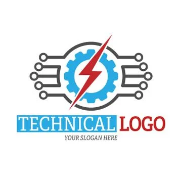 Technical logo template. Color vector illustration for logo, sticker or label Illustrazione stock