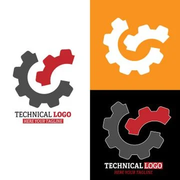 Technical logo. Vector illustration for a logo, sticker, or emblem Illustrazione stock