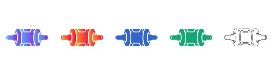 Technical Machine Part Icons Set Stock Illustration