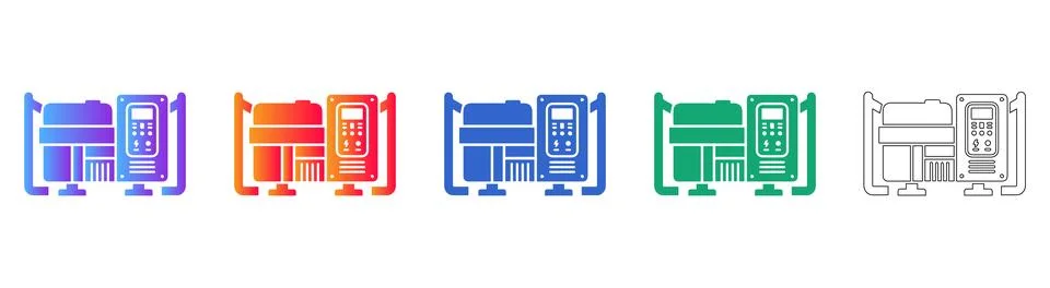 Technical Machinery Control Icons Set Stock Illustration