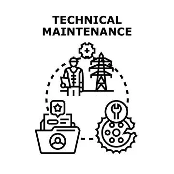 Technical maintenance engineering service managing equipment Stock Illustration