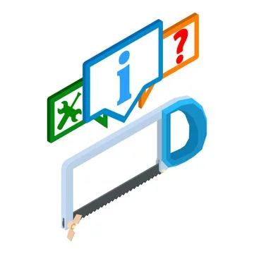 Technical maintenance icon isometric vector. Hacksaw and technical support sign Stock Illustration