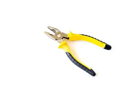Technical Maintenance Pliers Tool Held on White Background Stock Photos