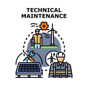 Technical maintenance of renewable energy generation systems Stock Illustration