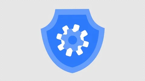 Technical maintenance shield icon with gear symbol isolated on an alpha channel. Stock Footage 329375280