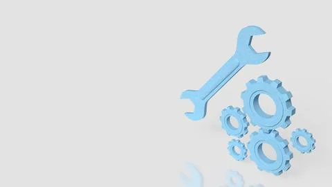 Technical Maintenance Tools Gear System Repair Concept 3d render. 스톡 일러스트