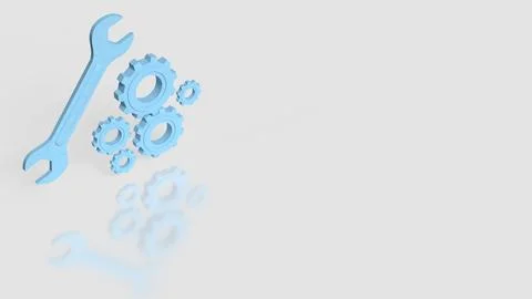 Technical Maintenance Tools Gear System Repair Concept 3d render. Illustrazione stock