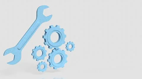 Technical Maintenance Tools Gear System Repair Concept 3d render. 스톡 일러스트