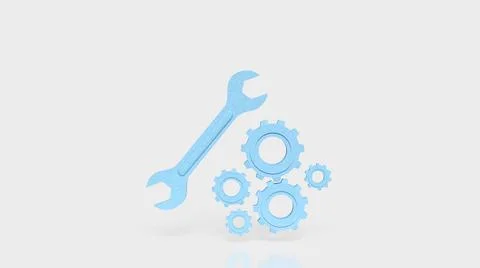 Technical Maintenance Tools Gear System Repair Concept 3d render. Illustrazione stock