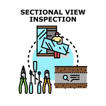 Technical maintenance worker performing sectional view inspection Illustration
