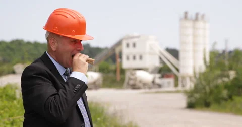Technical Manager Lunchtime Eating Sandwich Tasty Cheeseburger Building Industry Stock Footage 55337057