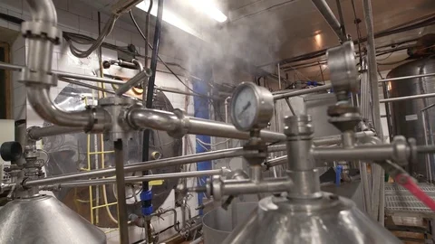 Technical manometer at diary plant in operating Stock Footage 70924867