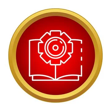 Technical manual book icon with settings gear Stock Illustration
