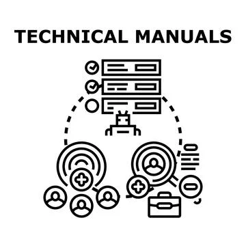 Technical manuals concept for instruction and support Stock Illustration