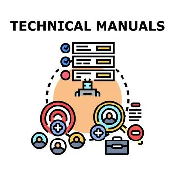 Technical manuals concept for instruction and support Stock Illustration