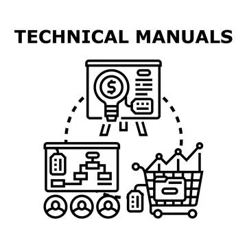 Technical manuals guiding workflow and product development 스톡 일러스트